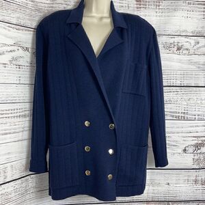 Vintage Harve Bernard Cardigan Womens Sz Small double breasted Wool knit Jacket‎